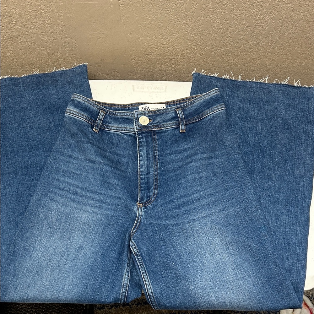 Zara Marine Straight Wide Leg Jeans